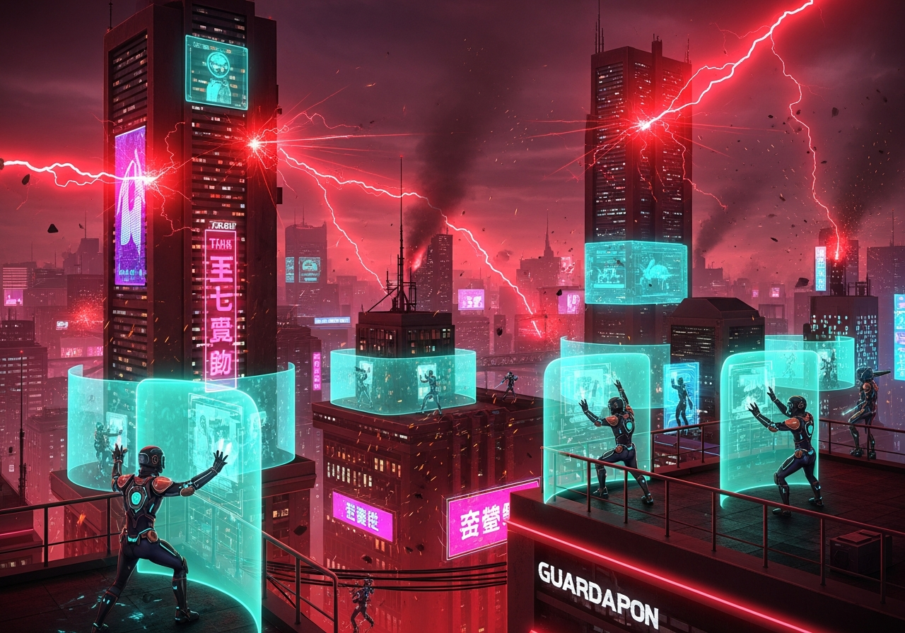 The Neon Siege Battle Scene